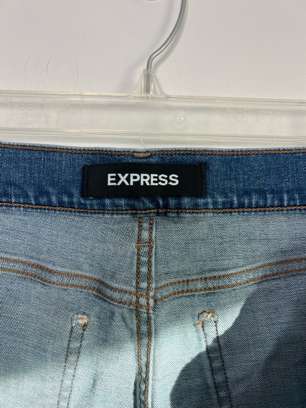 Express Blue Denim Frayed Hem Shorts Size 8 - Picture 3 of 4